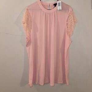Torrid Pink Blouse with lace Sleeves 4X